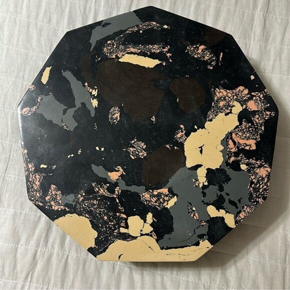 DVF x Target Lazy Susan Black Gray Brown Pink Cream Marble Stone Serve Board - Picture 4 of 5